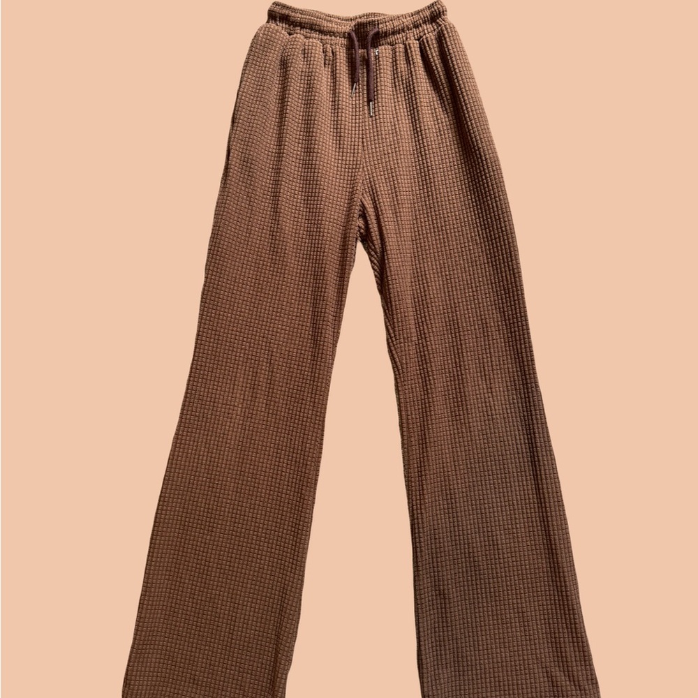 Brown Waffle Knit Lounge Pants